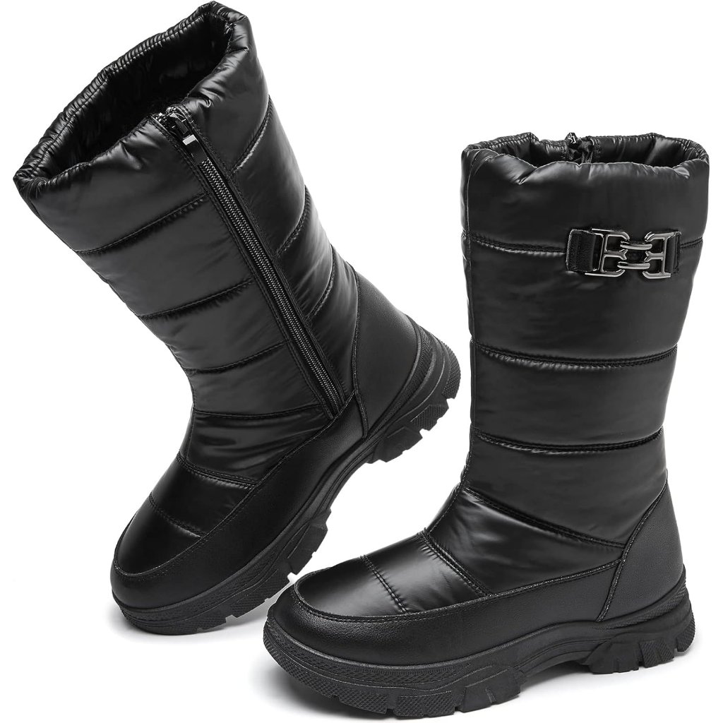 Womens Snow Boots Mid Calf Winter Boots For Women Warm Faux Fur Lined Side Zippe